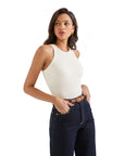 Cotton Ribbed Crew Neck Tank Top