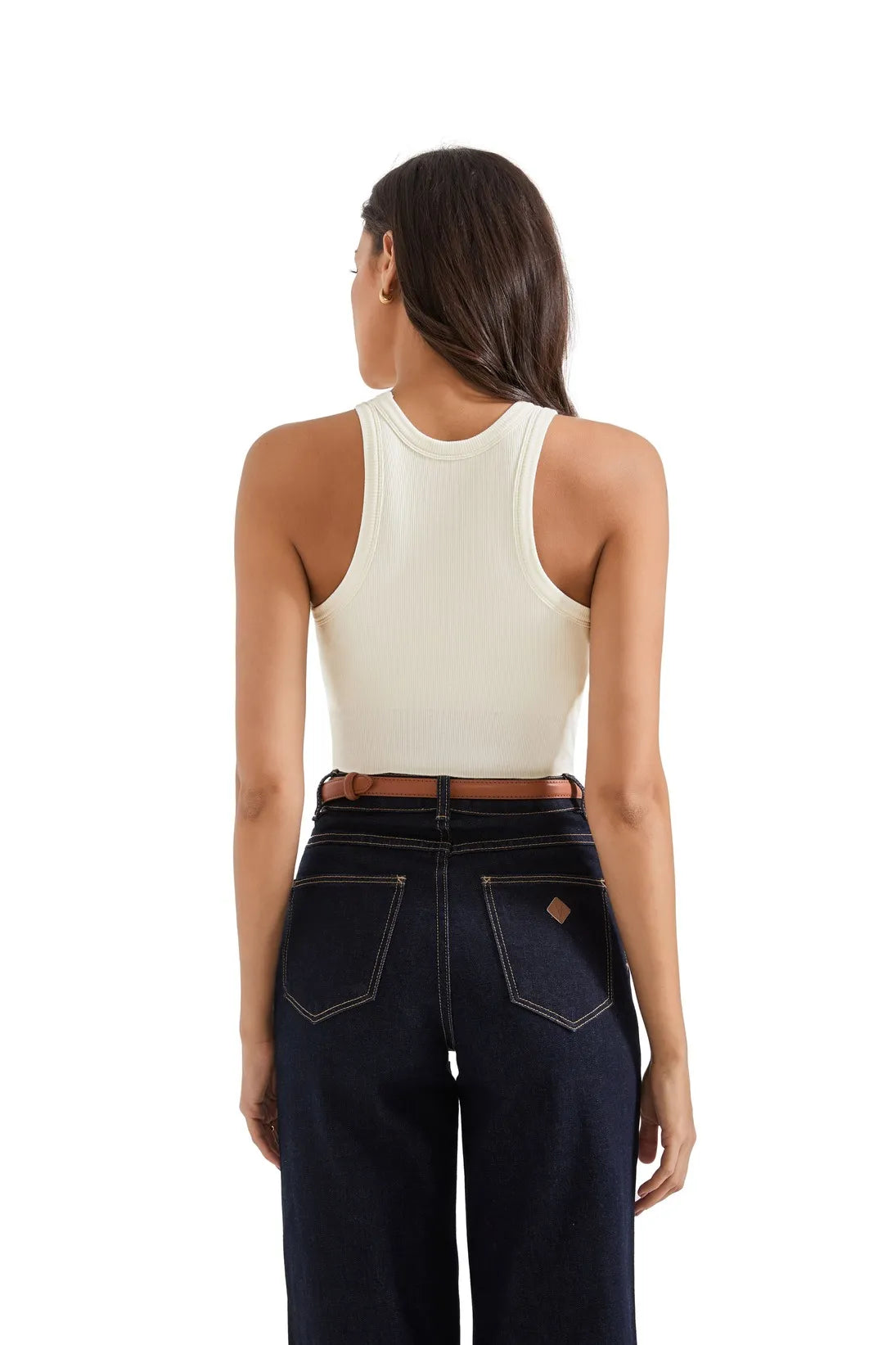 Cotton Ribbed Crew Neck Tank Top