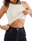 Cotton Ribbed Crew Neck Tank Top