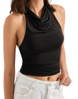 Buttery Soft Cowl Neck Tank Top-SUUKSESS-SUUKSESS