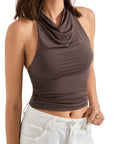 Buttery Soft Cowl Neck Tank Top-SUUKSESS-SUUKSESS