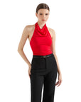 Buttery Soft Cowl Neck Tank Top-SUUKSESS-Red-XS-SUUKSESS