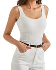 Cotton Ribbed Heart Neck Tank Top