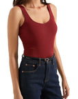 Cotton Ribbed Heart Neck Tank Top