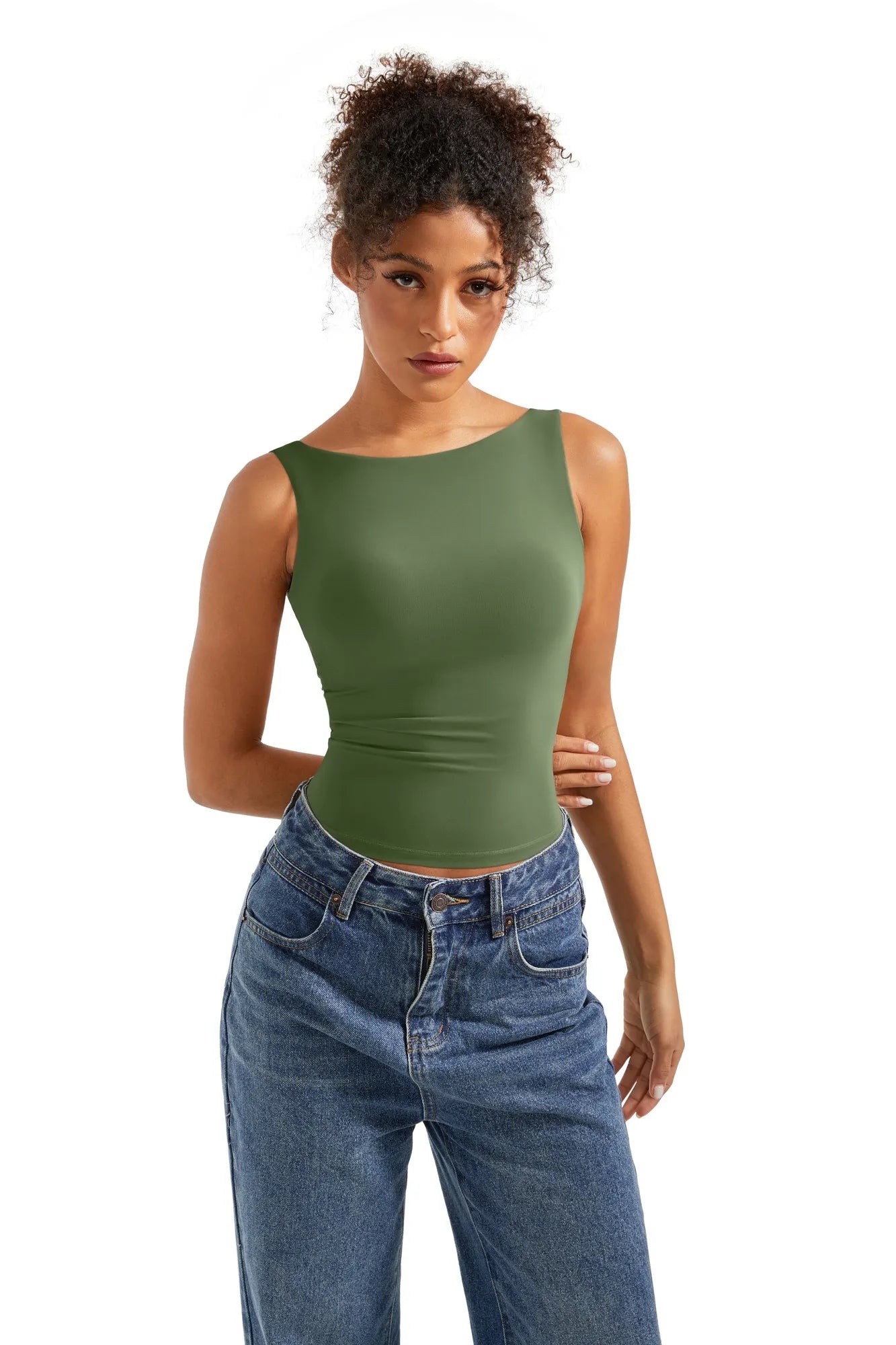 Buttery Soft Backless Boat Neck Tank Top