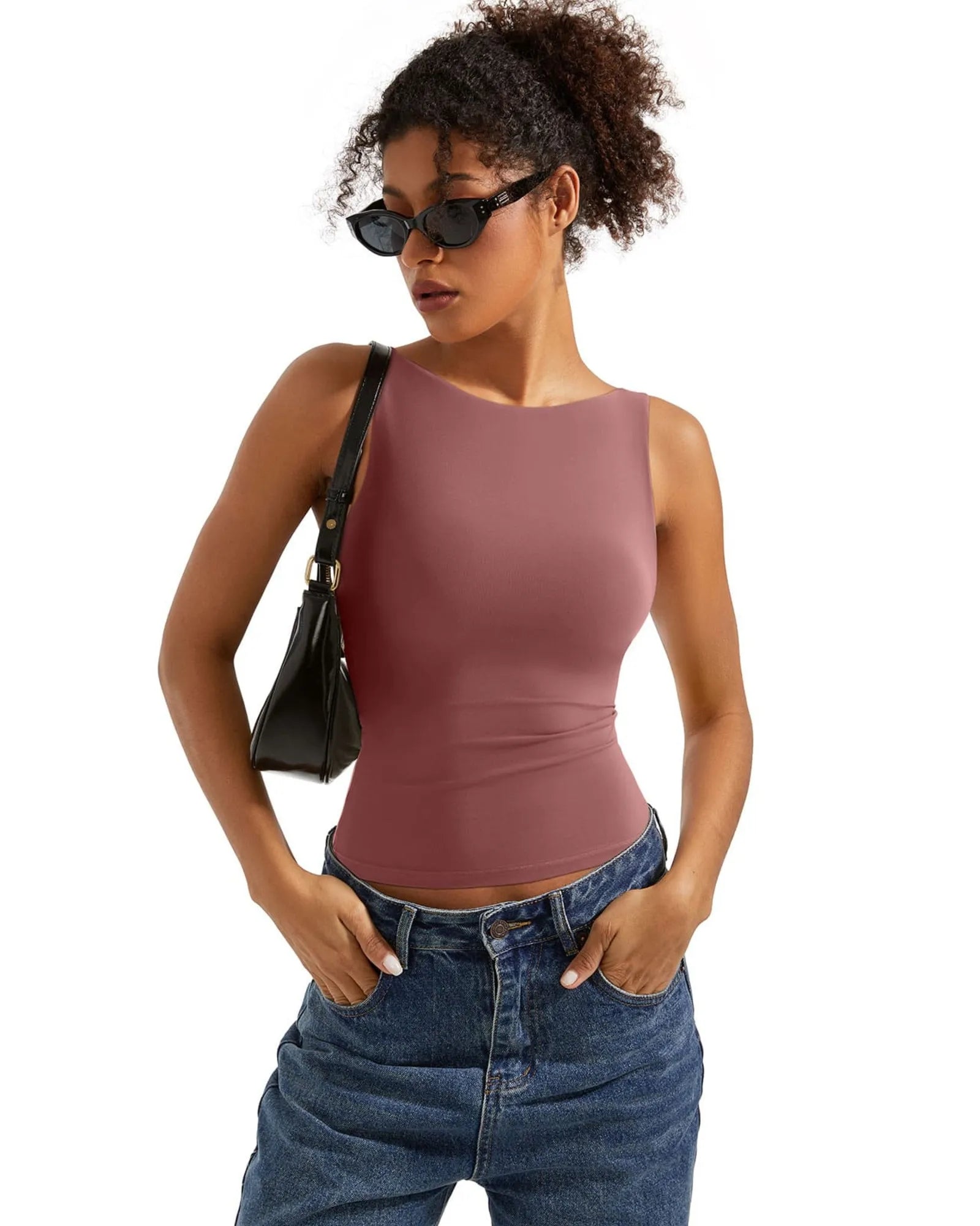 Buttery Soft Backless Boat Neck Tank Top