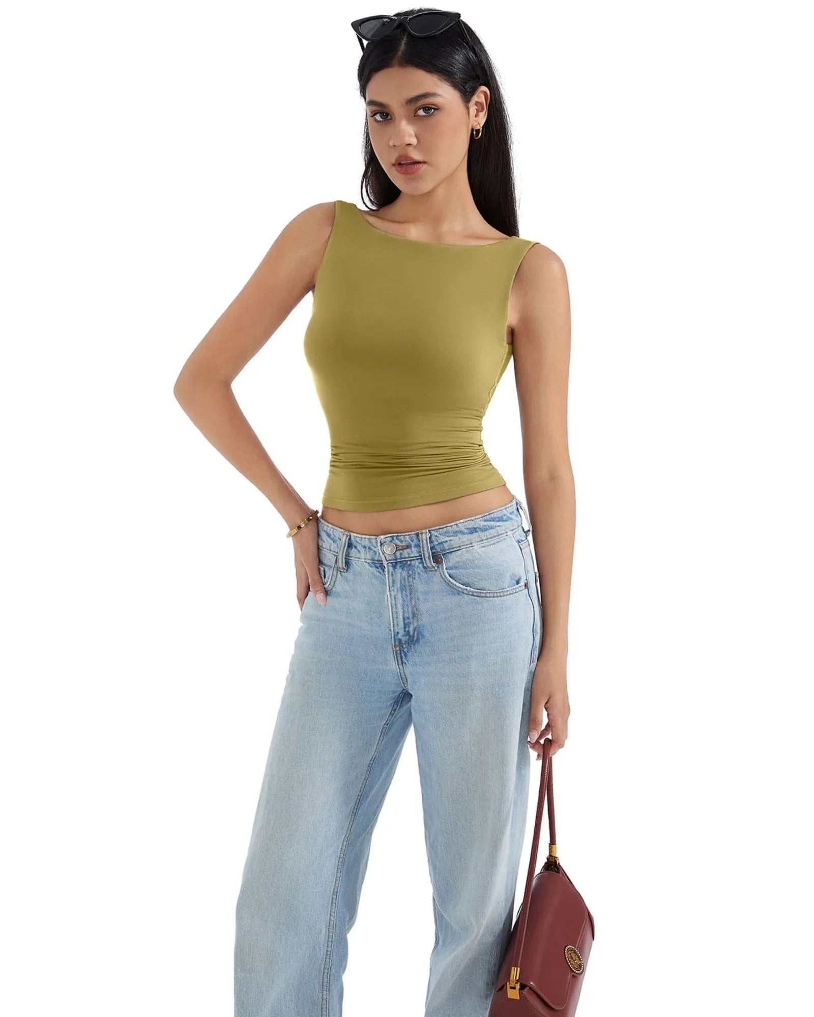 Buttery Soft Backless Boat Neck Tank Top
