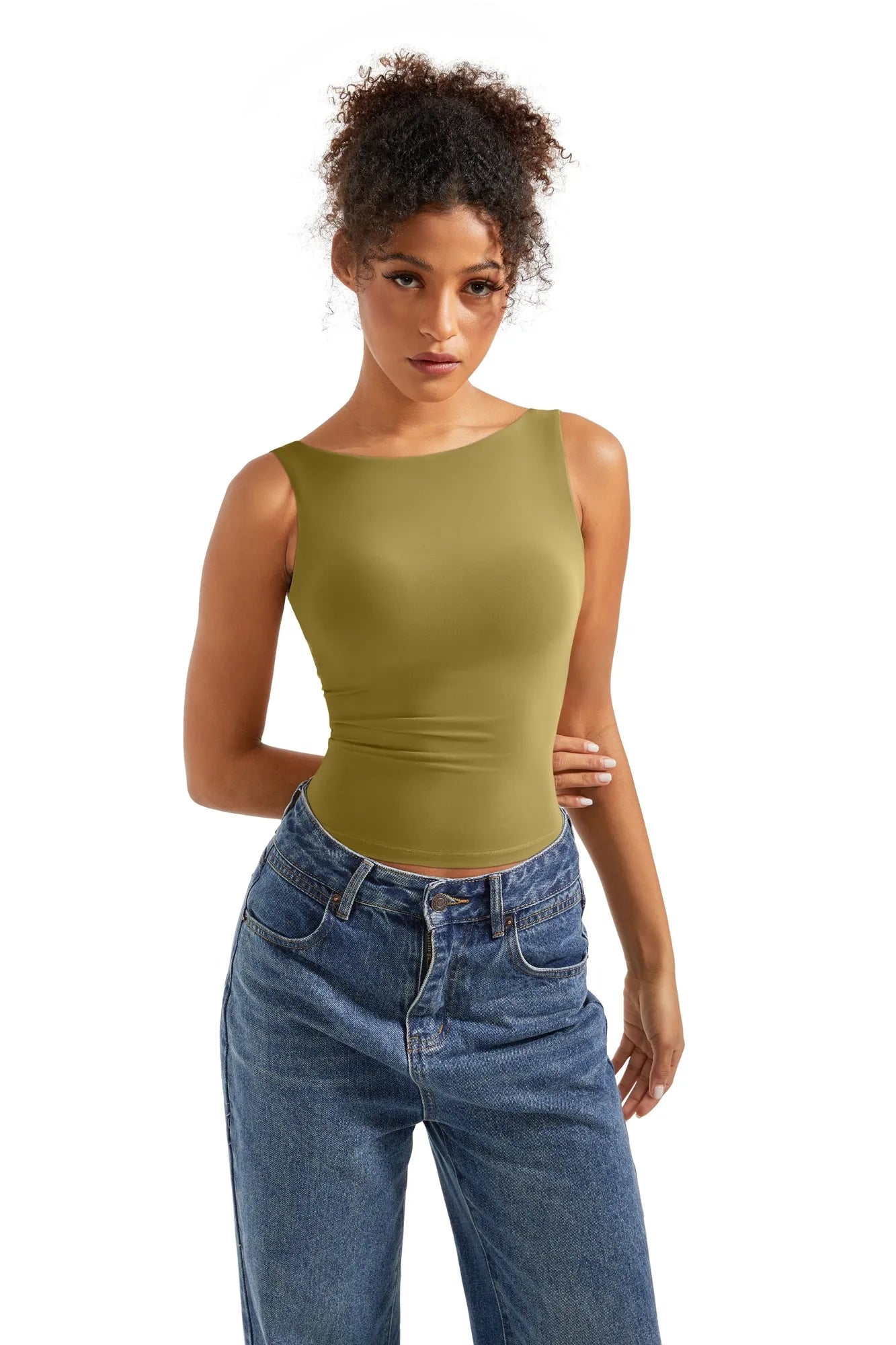 Buttery Soft Backless Boat Neck Tank Top