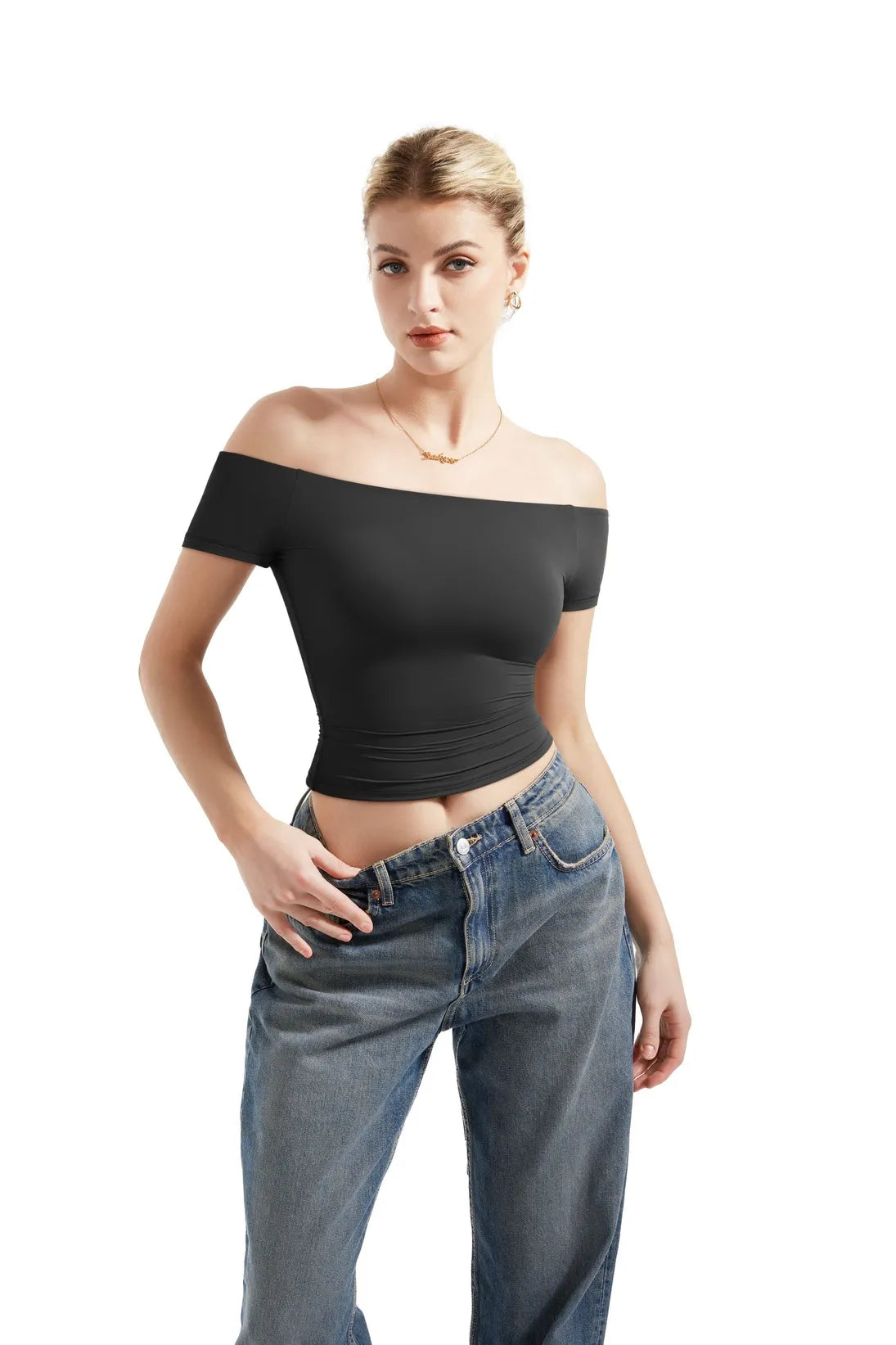 Buttery Soft Off Shoulder Shirt - Short Sleeve