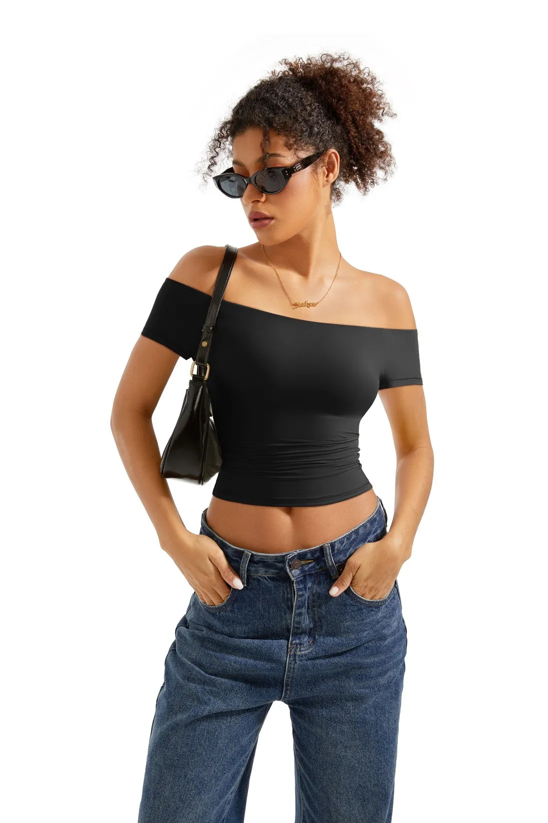 Buttery Soft Off Shoulder Shirt - Short Sleeve