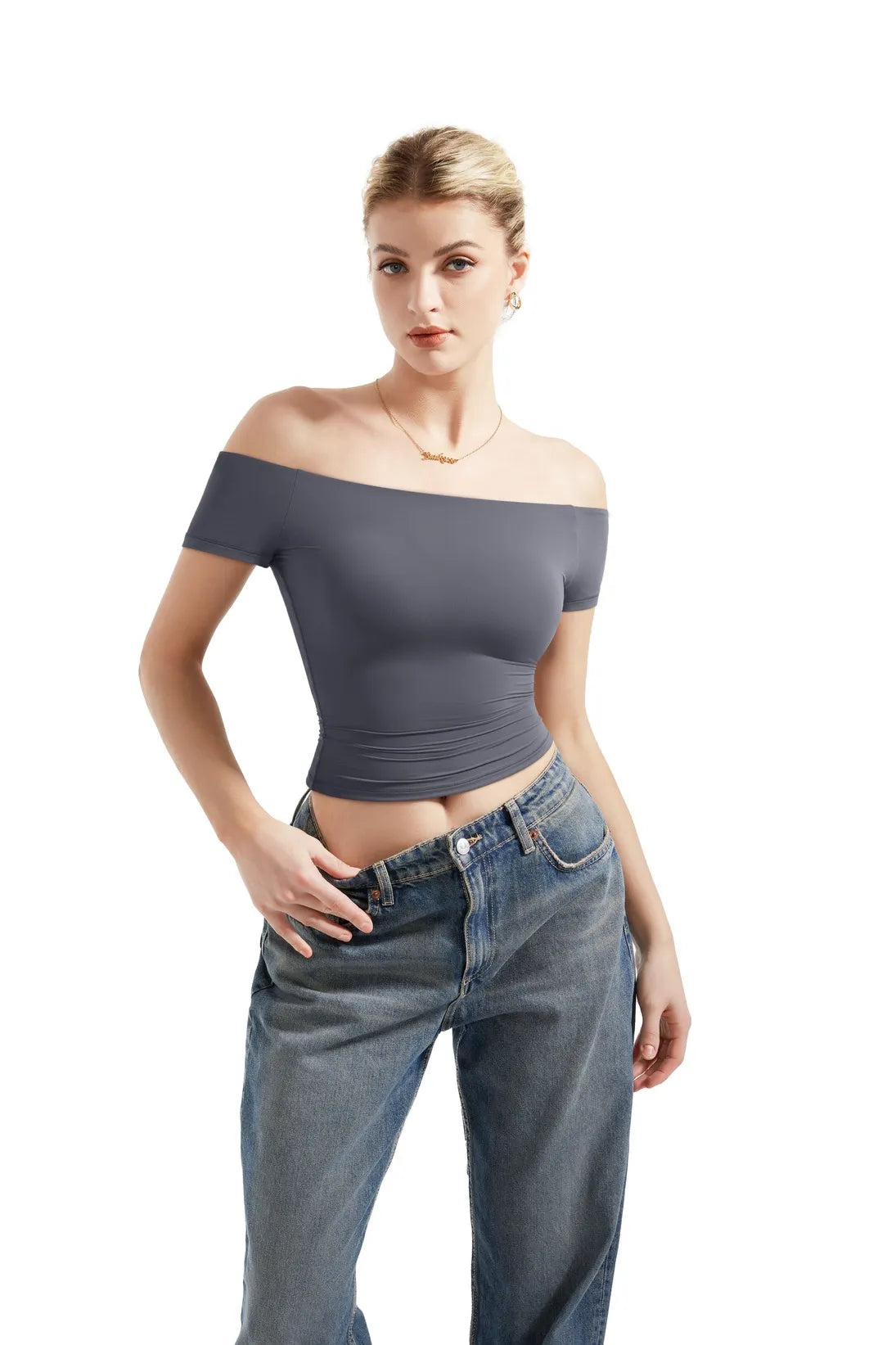 Buttery Soft Off Shoulder Shirt - Short Sleeve