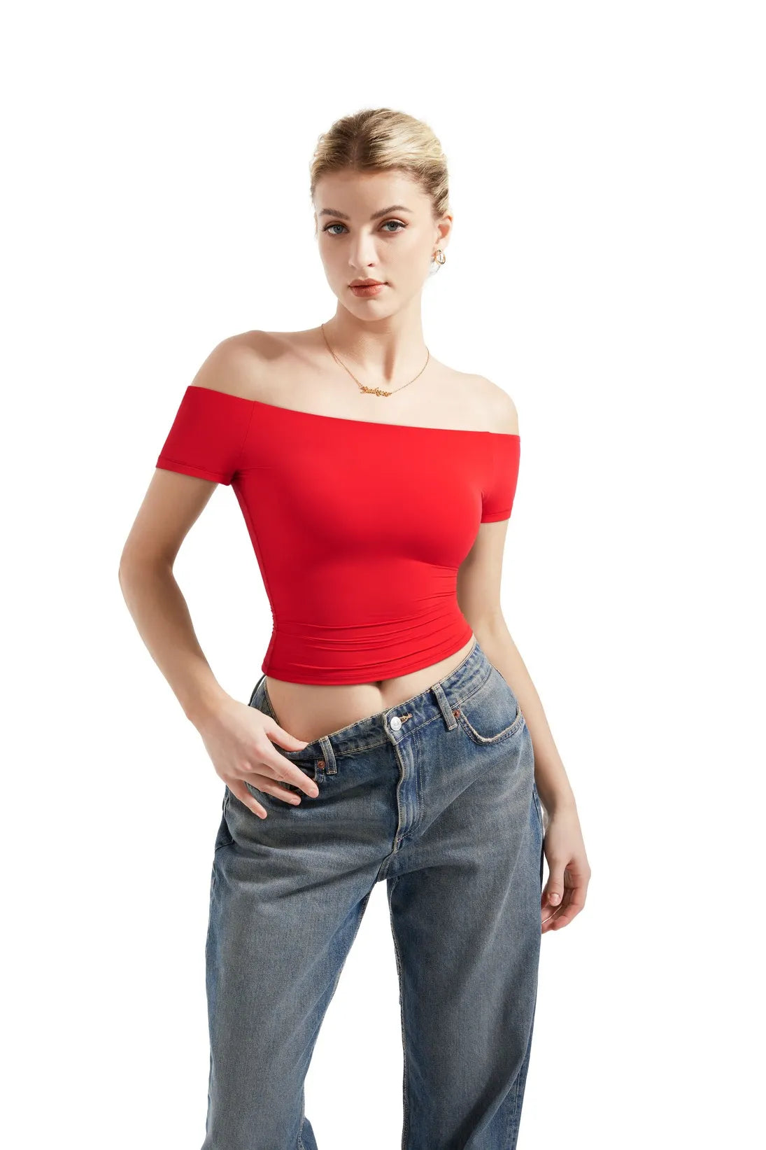 Buttery Soft Off Shoulder Shirt - Short Sleeve