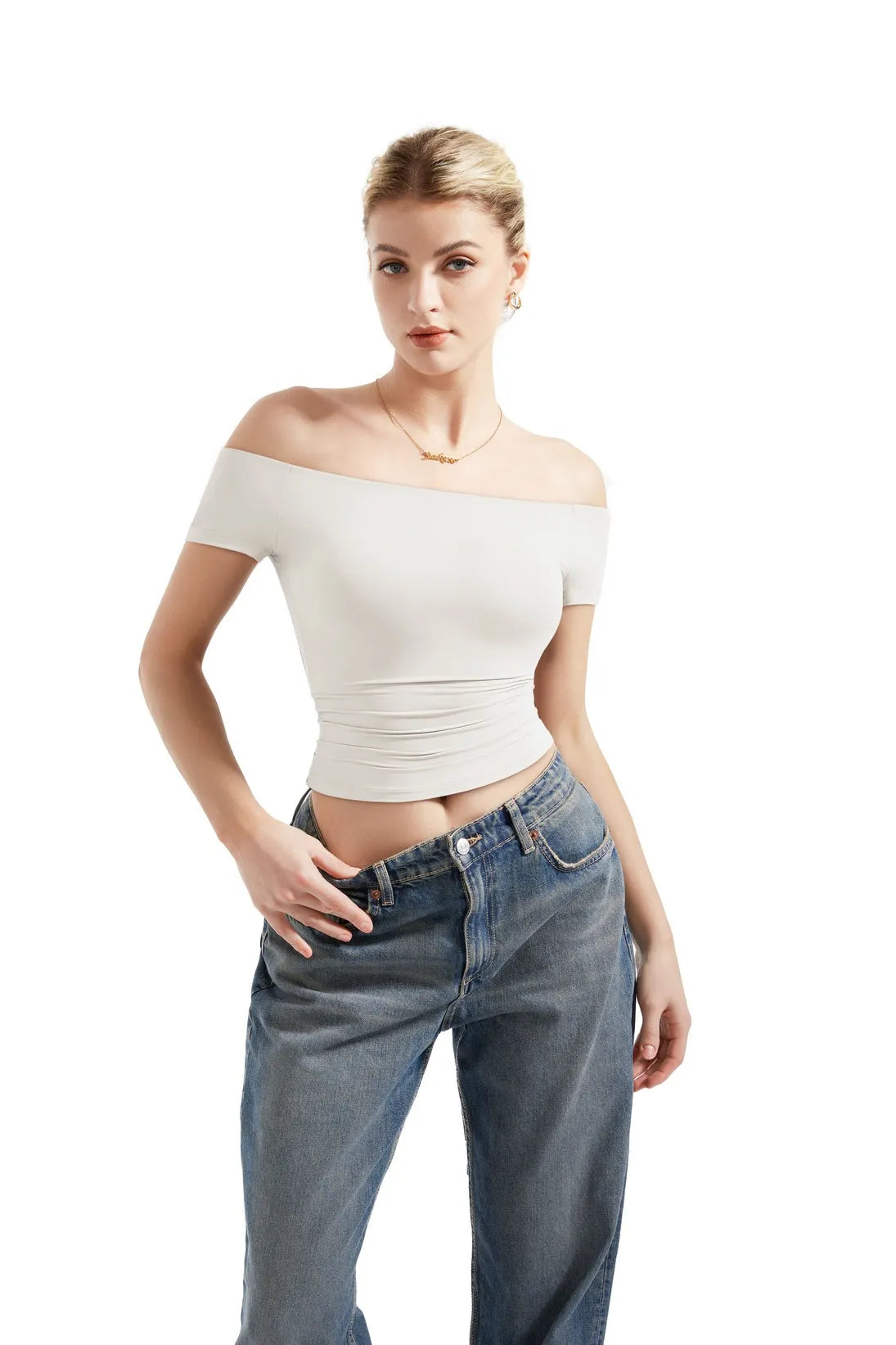 Buttery Soft Off Shoulder Shirt - Short Sleeve