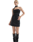 Mesh Ruched Tube Top & Scarf