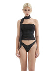 Mesh Ruched Tube Top & Scarf