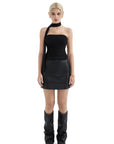 Mesh Ruched Tube Top & Scarf