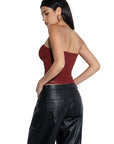 Mesh Ruched Tube Top & Scarf