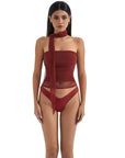 Mesh Ruched Tube Top & Scarf