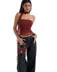Mesh Ruched Tube Top & Scarf