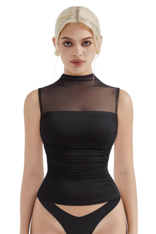 Mesh Ruched Tank Top