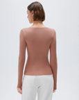 SUUKSESS Cloud Cashmere Women V Neck Fitted Long Sleeve Shirt Basic Soft Knit Tops-SUUKSESS-SUUKSESS