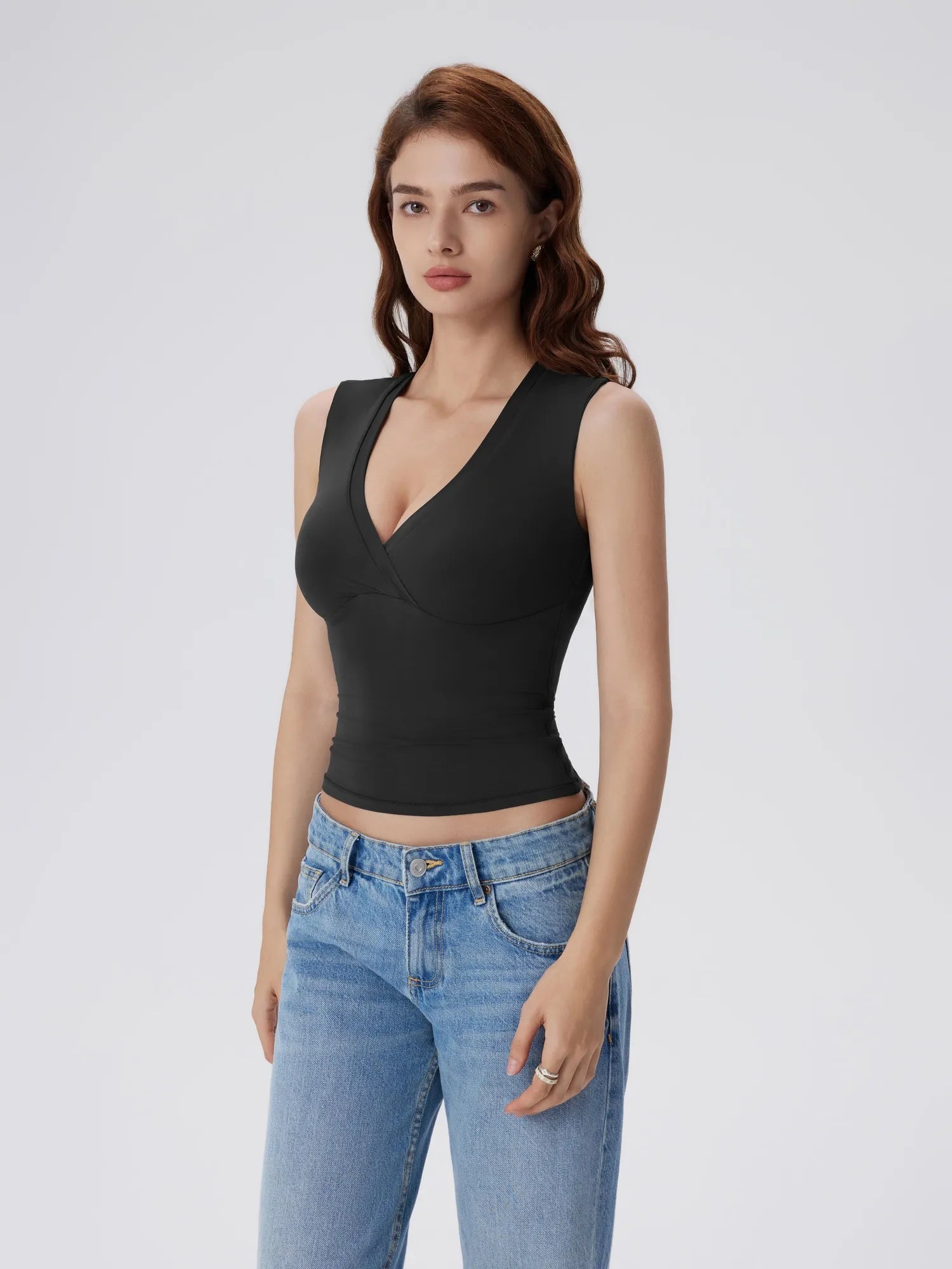 V Neck Double Lined Camisole Tank Tops-SUUKSESS-SUUKSESS