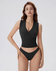 V Neck Double Lined Camisole Tank Tops-SUUKSESS-Black-XS-SUUKSESS