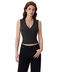 V Neck Double Lined Camisole Tank Tops-SUUKSESS-SUUKSESS