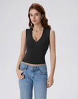 V Neck Double Lined Camisole Tank Tops-SUUKSESS-SUUKSESS