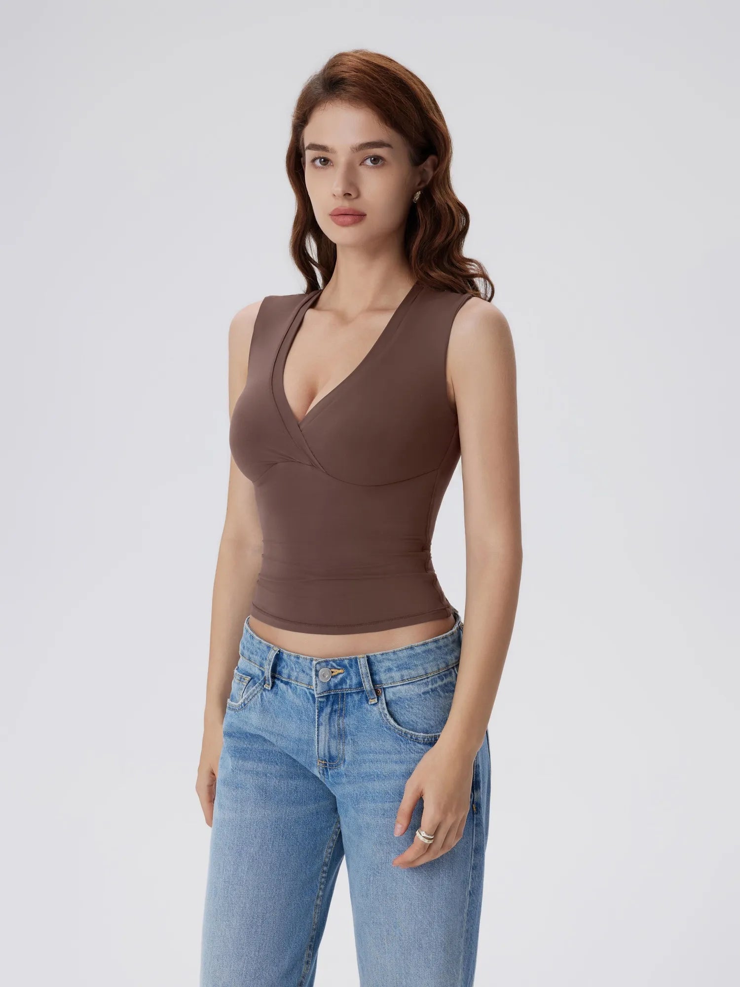 V Neck Double Lined Camisole Tank Tops-SUUKSESS-SUUKSESS