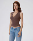 V Neck Double Lined Camisole Tank Tops-SUUKSESS-SUUKSESS