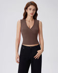 V Neck Double Lined Camisole Tank Tops-SUUKSESS-SUUKSESS