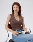 V Neck Double Lined Camisole Tank Tops-SUUKSESS-SUUKSESS