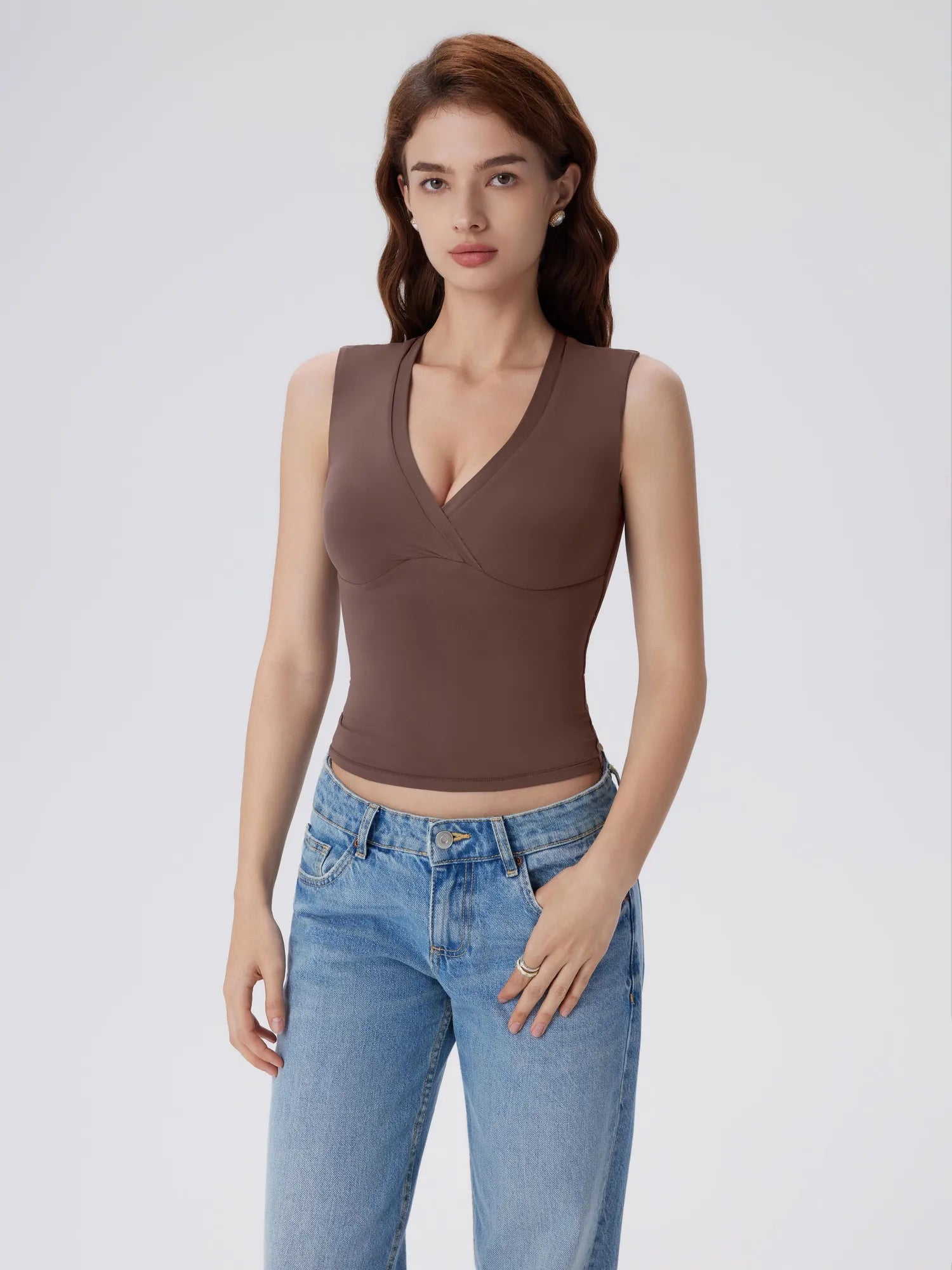V Neck Double Lined Camisole Tank Tops-SUUKSESS-SUUKSESS
