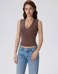 V Neck Double Lined Camisole Tank Tops-SUUKSESS-SUUKSESS