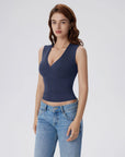 V Neck Double Lined Camisole Tank Tops-SUUKSESS-SUUKSESS