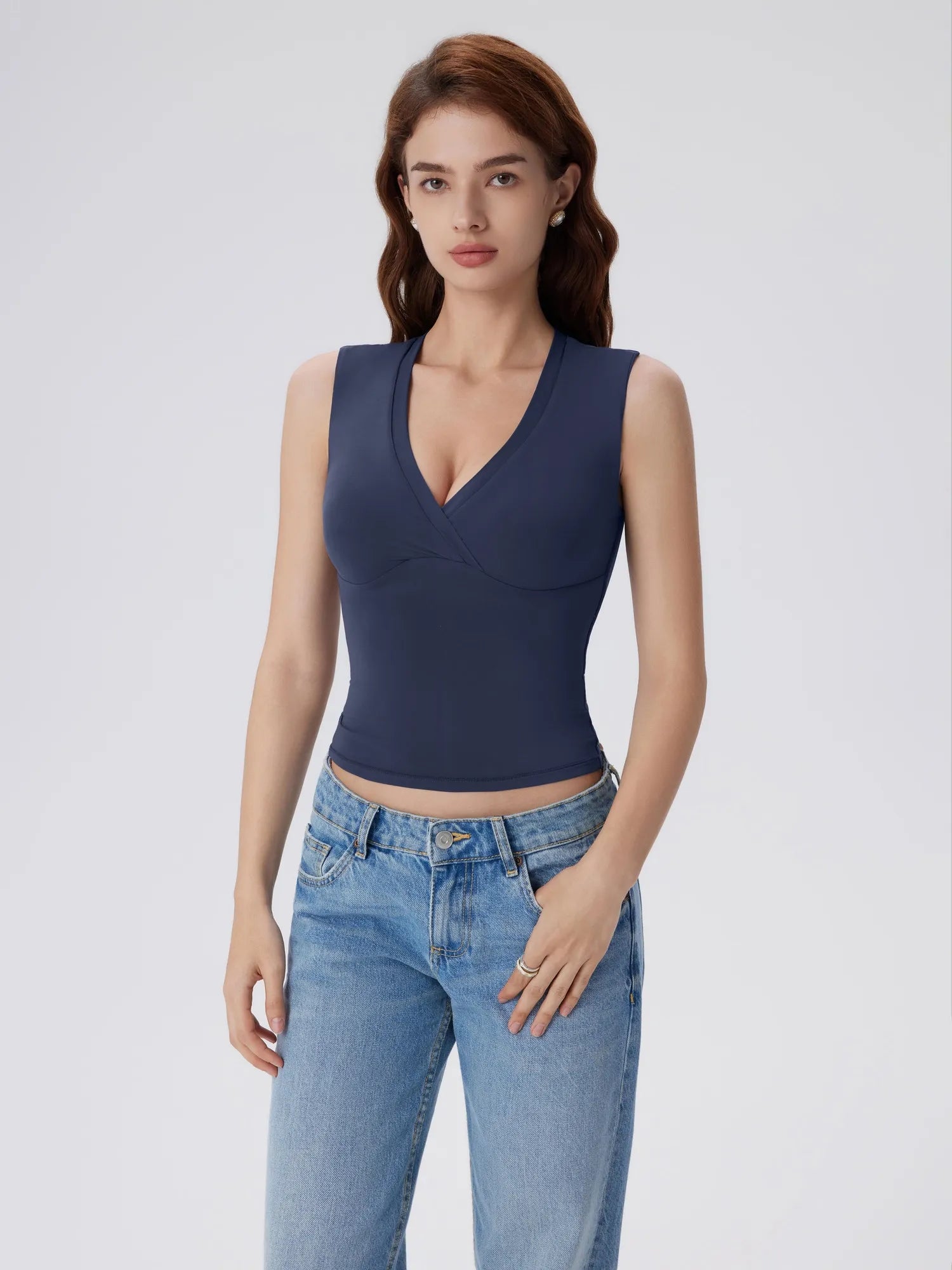 V Neck Double Lined Camisole Tank Tops-SUUKSESS-SUUKSESS