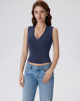 V Neck Double Lined Camisole Tank Tops-SUUKSESS-SUUKSESS