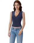 V Neck Double Lined Camisole Tank Tops-SUUKSESS-SUUKSESS