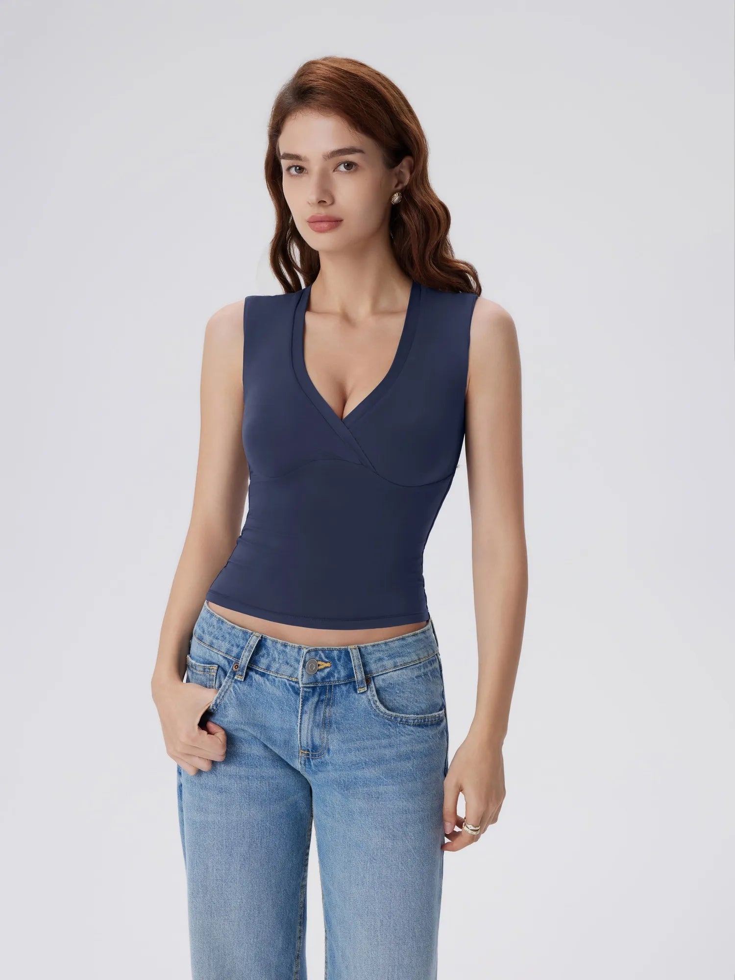 V Neck Double Lined Camisole Tank Tops-SUUKSESS-SUUKSESS