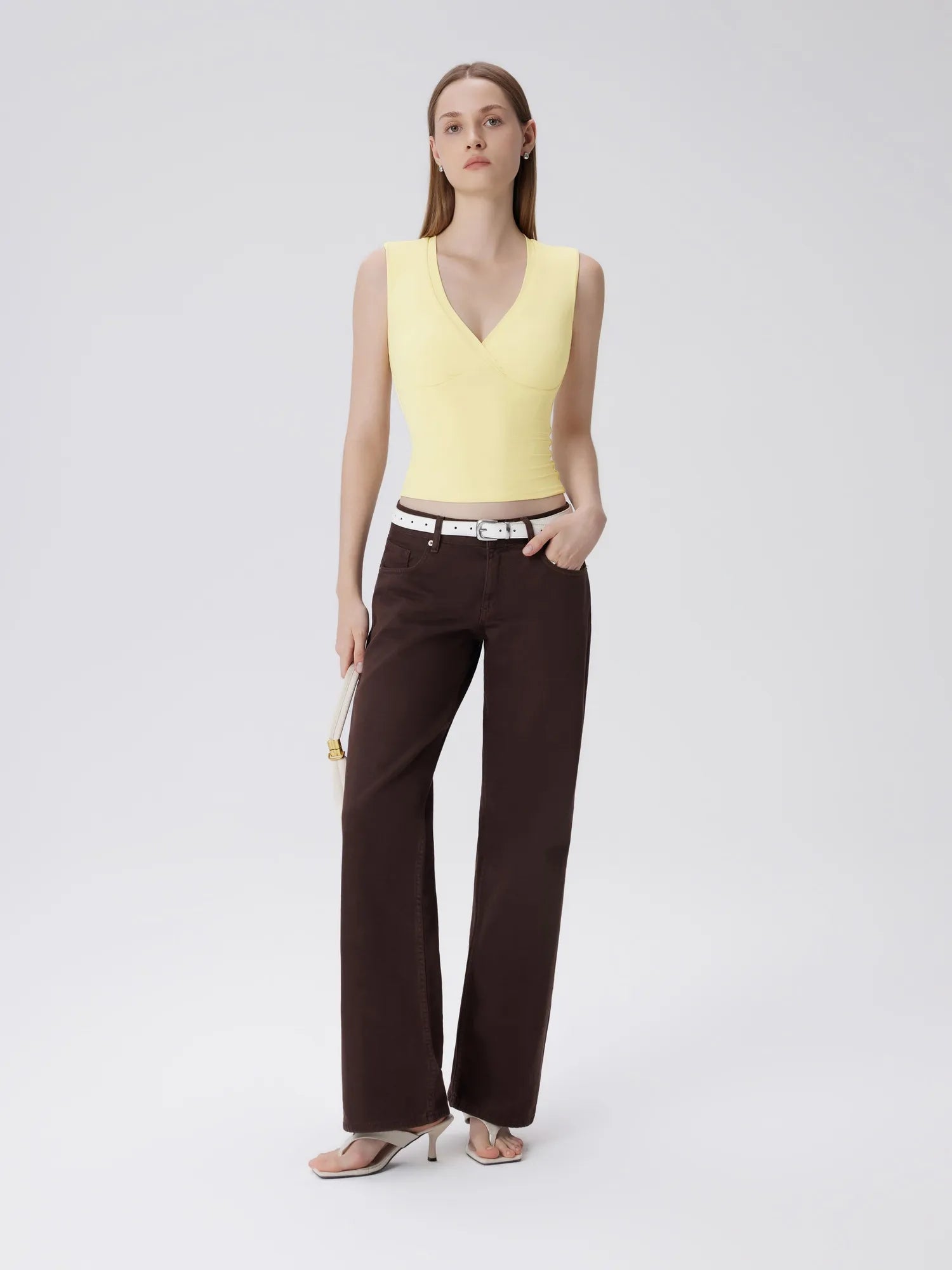 V Neck Double Lined Camisole Tank Tops-SUUKSESS-SUUKSESS