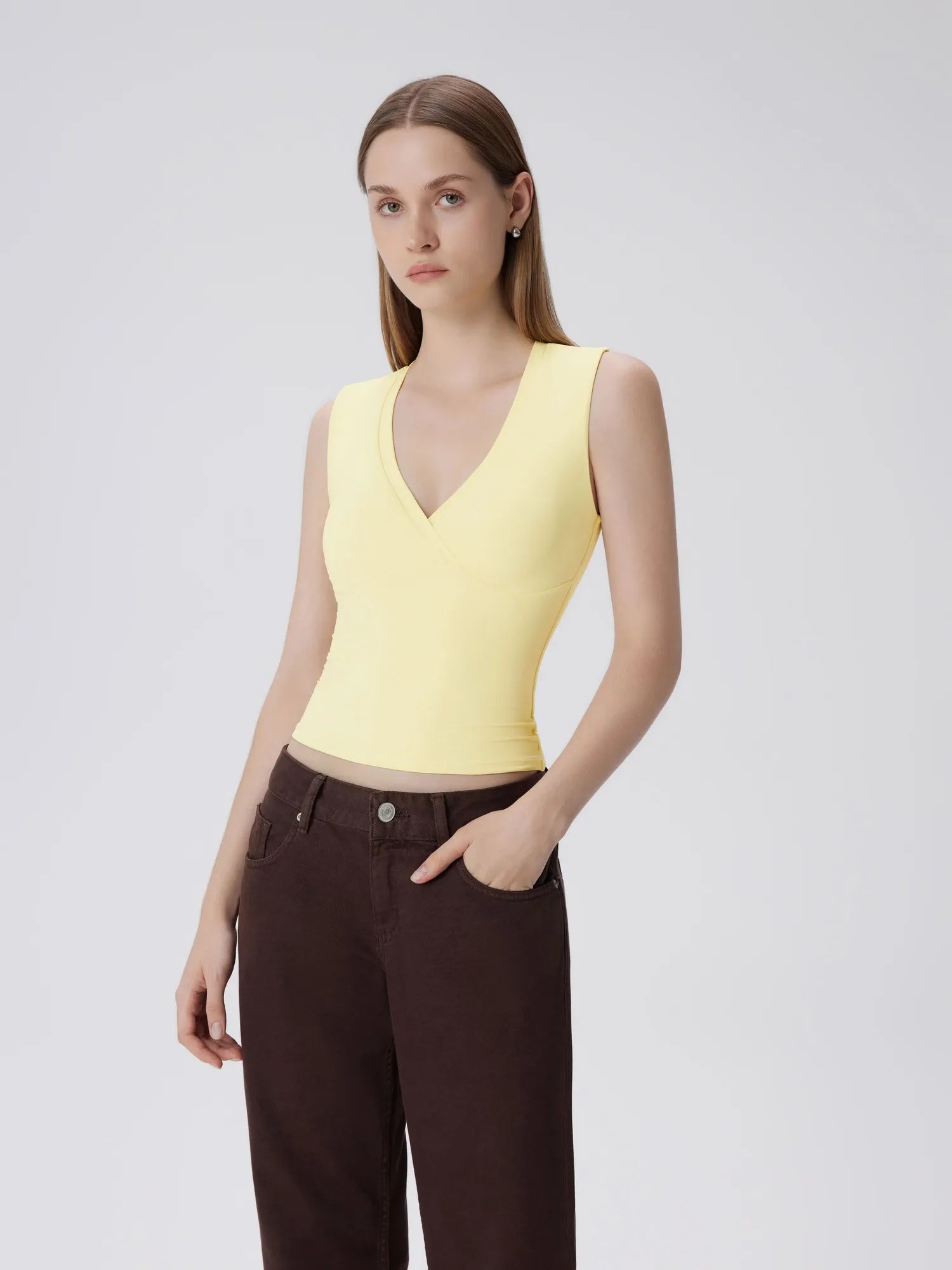 V Neck Double Lined Camisole Tank Tops-SUUKSESS-SUUKSESS