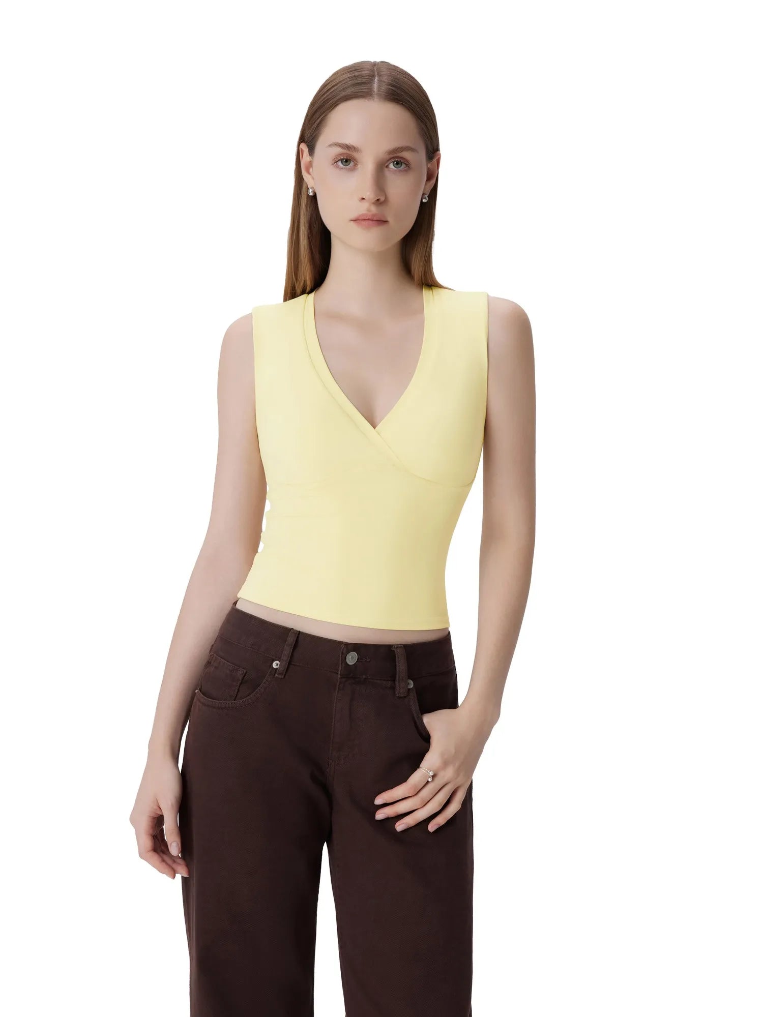 V Neck Double Lined Camisole Tank Tops-SUUKSESS-SUUKSESS