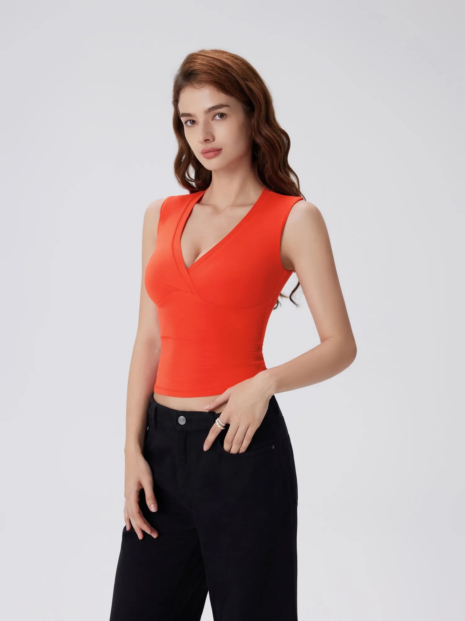 V Neck Double Lined Camisole Tank Tops-SUUKSESS-SUUKSESS