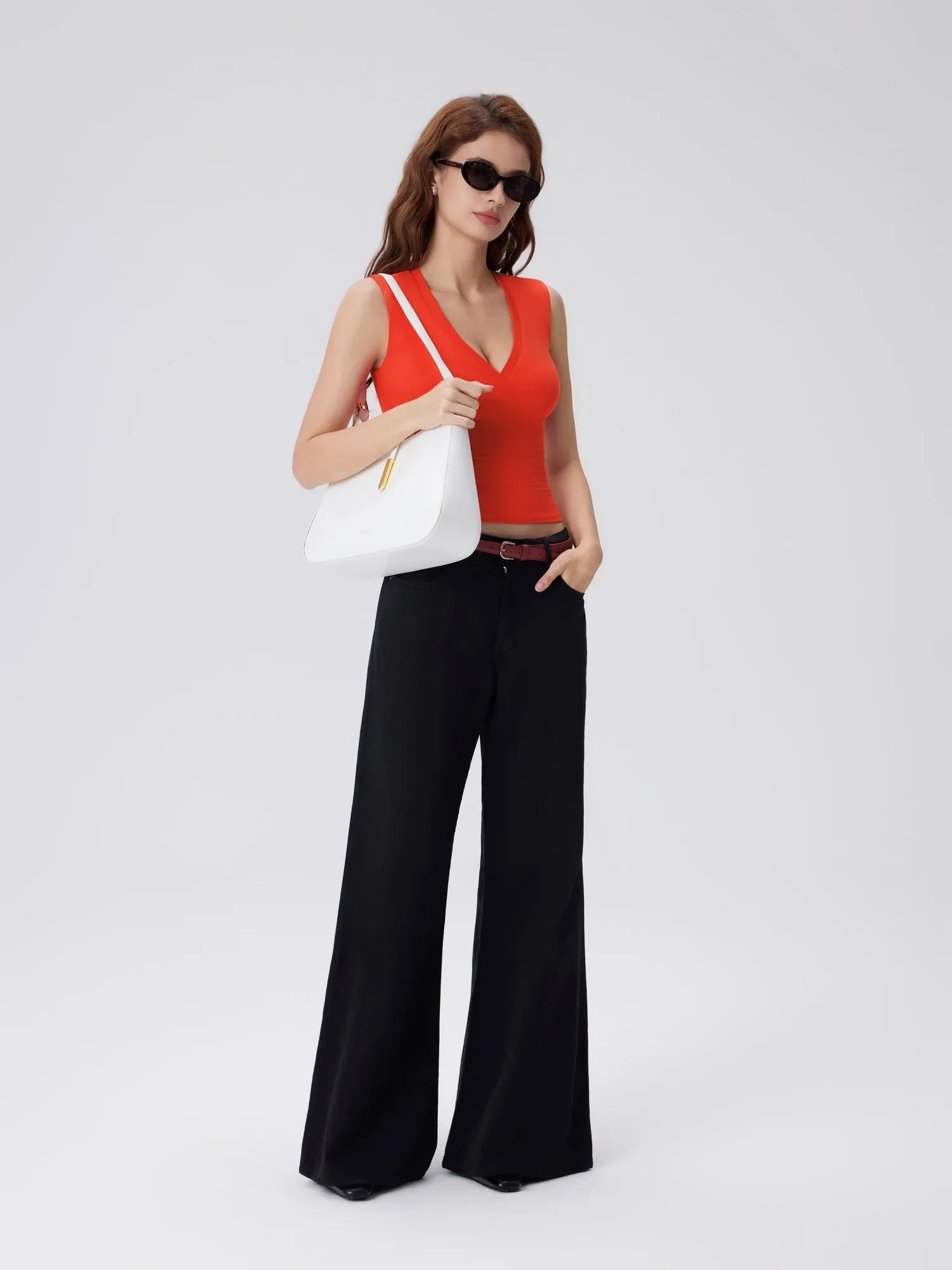 V Neck Double Lined Camisole Tank Tops-SUUKSESS-SUUKSESS