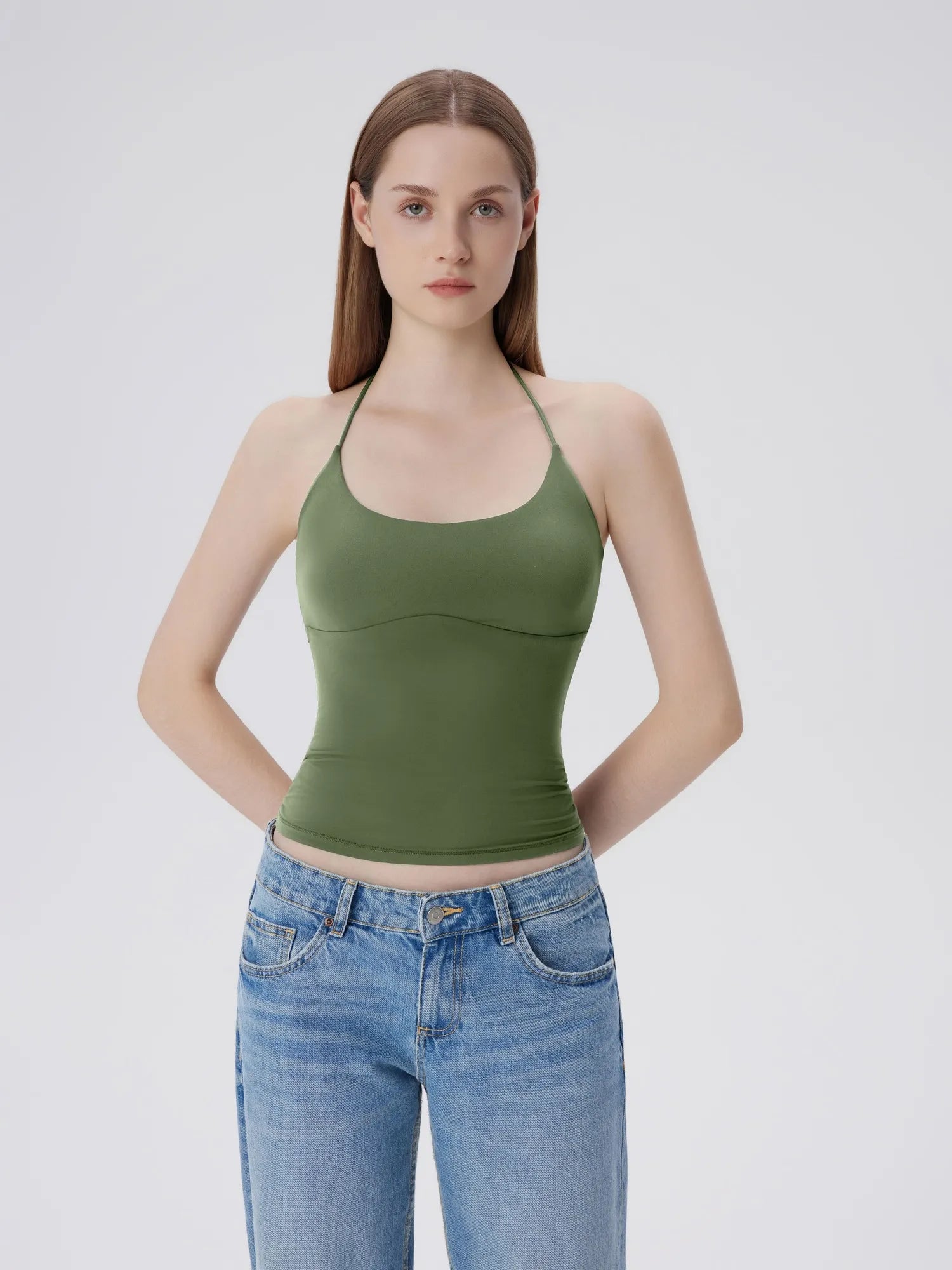 Open Back Silver Botton Y2K Tank Tops