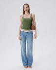 Open Back Silver Botton Y2K Tank Tops