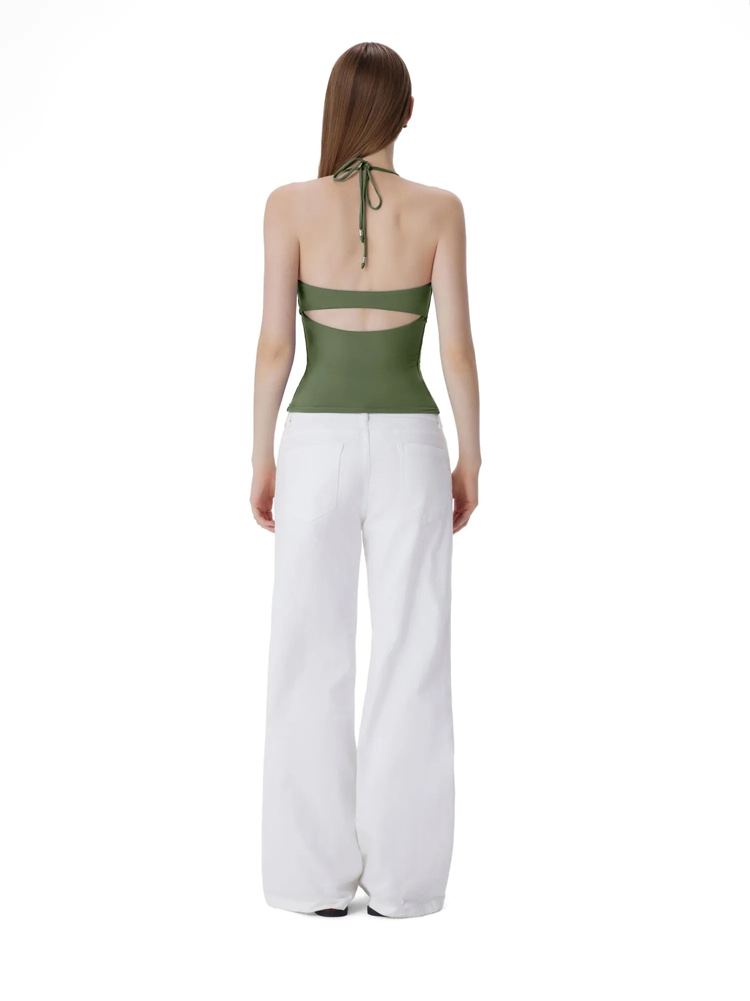 Open Back Silver Botton Y2K Tank Tops