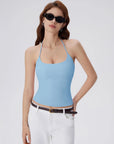 Open Back Silver Botton Y2K Tank Tops