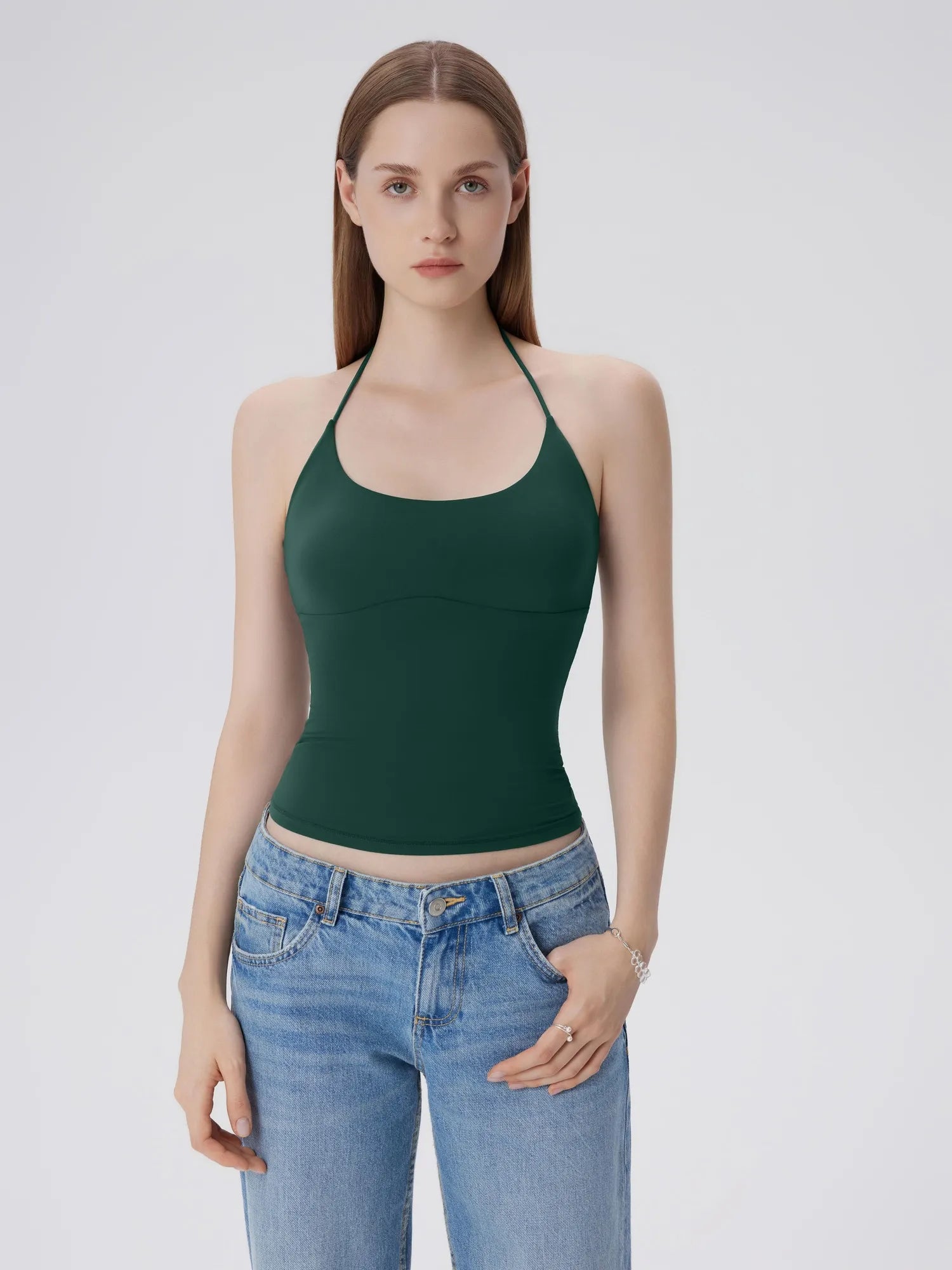 Open Back Silver Botton Y2K Tank Tops